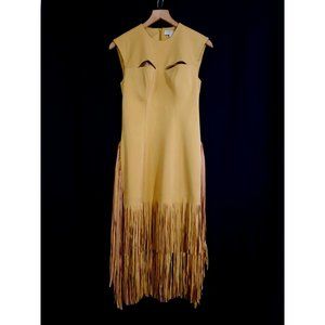Deity New York - Cut Out Fringe Sample Dress - Gold Color - Size 2 - NWOT